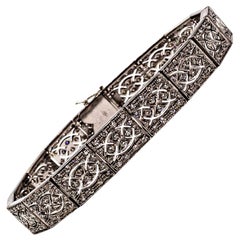 Art Deco Style 3.00 Carat White Brilliant Cut Diamond White Gold Bracelet