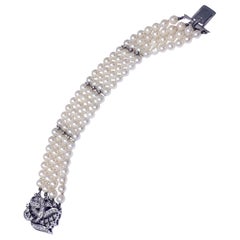 Vintage Art Deco 1930’s cultured pearl and diamond bracelet.
