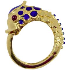 Tiffany & Co. Ruby Gold Hinged Fish Ring 