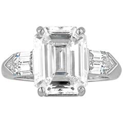 5.38 Carat GIA Certified Emerald Cut Diamond Platinum Ring