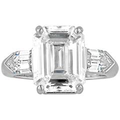5.38 Carat GIA Cert Emerald Cut Diamond Platinum Ring 11