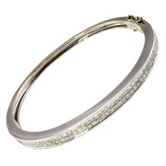 Vintage 18 Karat White Gold Princess Cut Diamond Bangle Bracelet