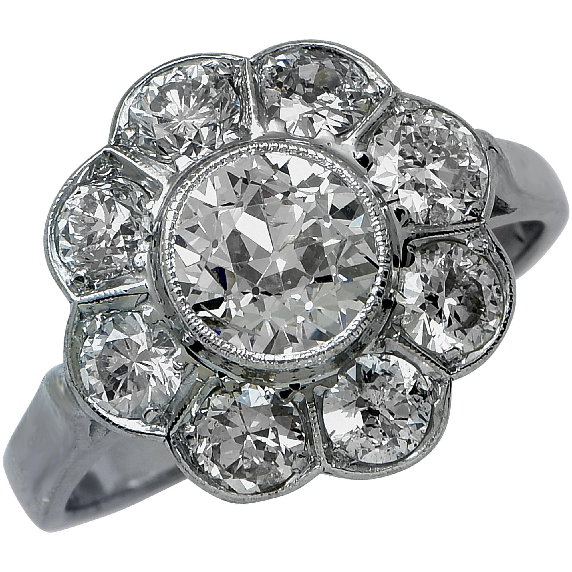 2.92 Carat Diamond Gold Engagement Ring