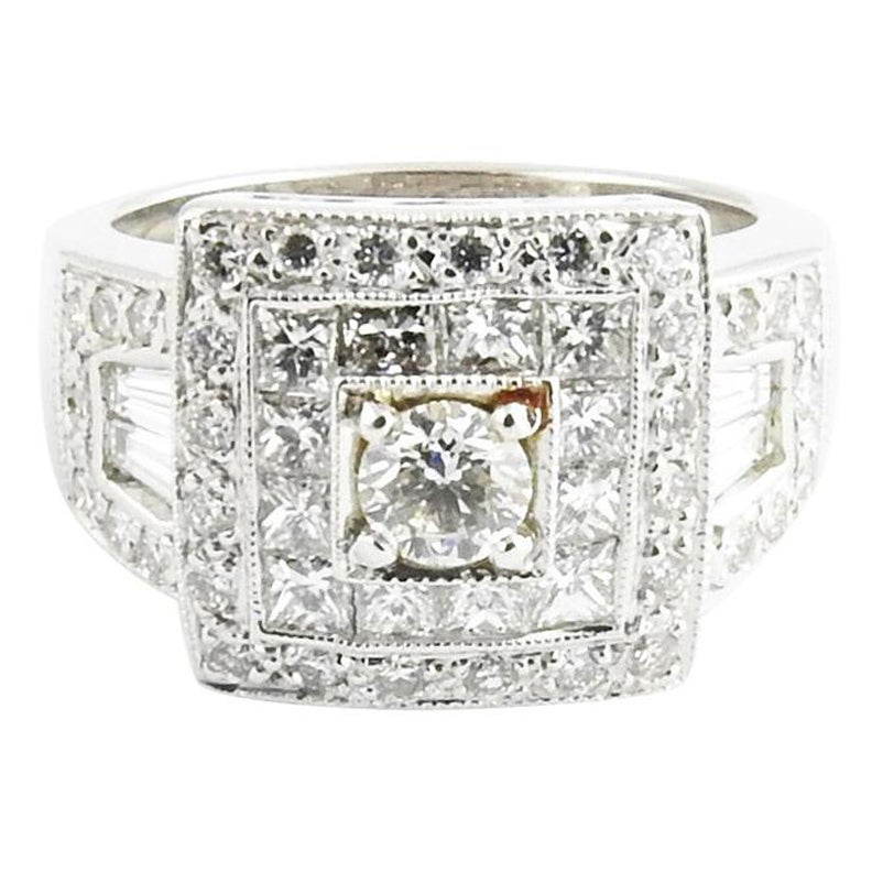 18 Karat White Gold and Diamond Ring For Sale