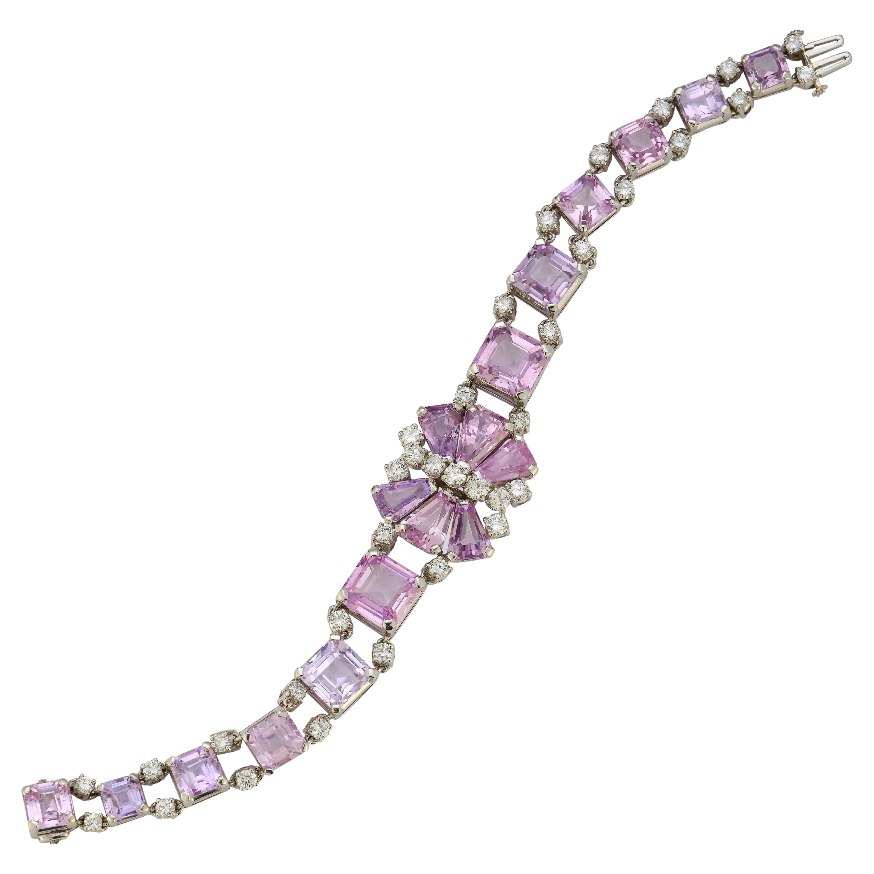 Oscar Heyman Armband mit rosa Saphiren und Diamanten im Angebot