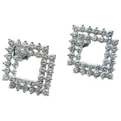 Diamond Platinum Double Frame Earrings