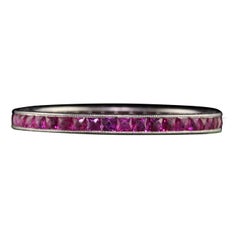 Antique Art Deco Platinum French Cut Ruby Eternity Band