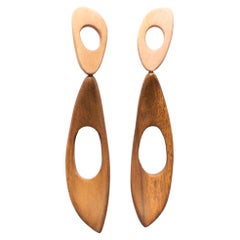 Juhl Carved Wood Dangle Earrings