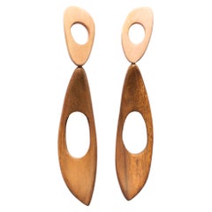 Boucles d'oreilles pendantes en bois sculpté Juhl