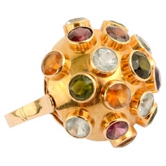 Sputnik-Ring aus gewölbtem Gold mit Multigem