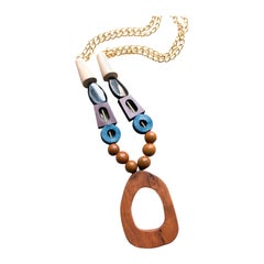 Collier en bois et cuir Casino