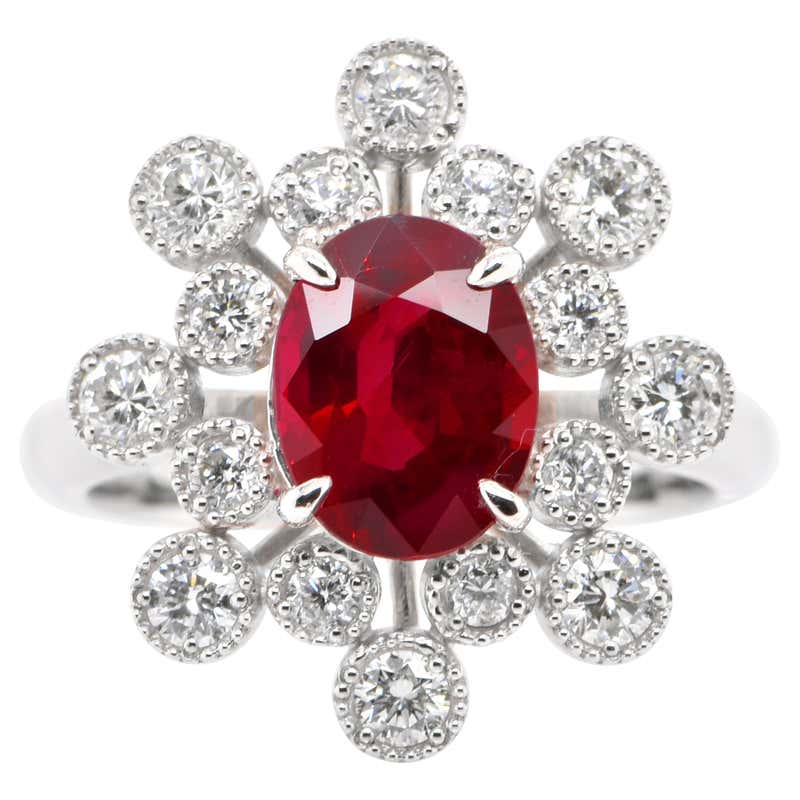 GRS Certified 9.21 Carat No Heat Burmese Pigeon's Blood Ruby Ring in ...