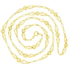 Fabulous 44 Inch Antique French Gold Filigree Necklace 8