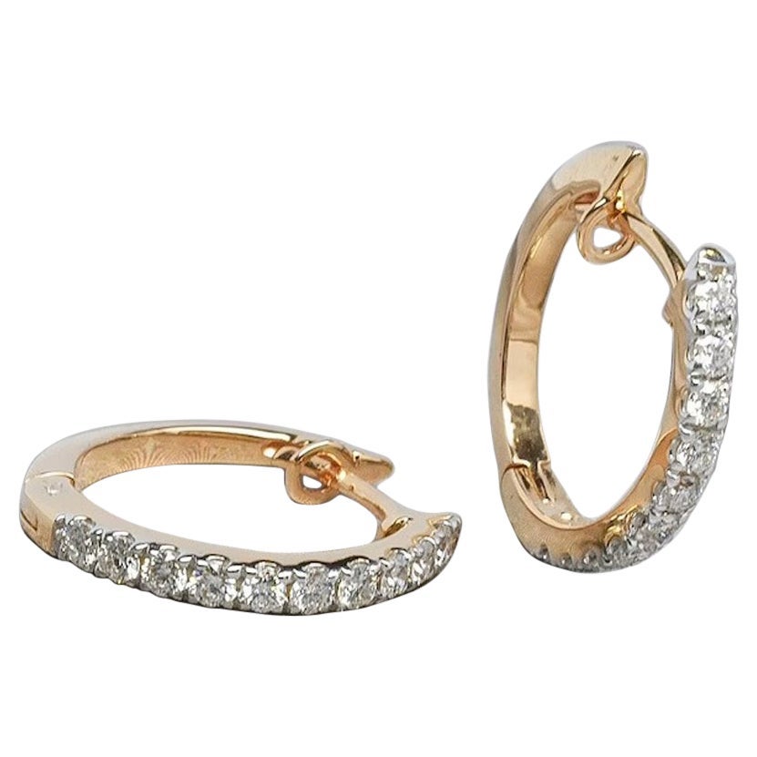 18K Gold Diamond 20 Pcs Diamond Tiny Hoop Earring Diamond Huggies Hoop For Sale