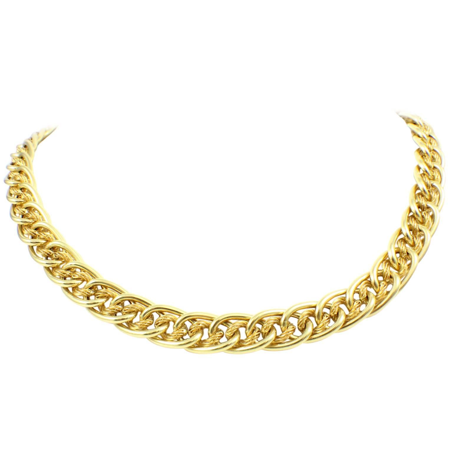 Brev Gold Interlock Chain Necklace  For Sale