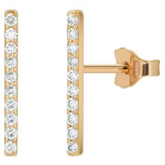 Boucles d'oreilles en forme de barre de diamants en or 18 carats, 20 pièces