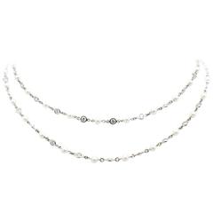 Dena Kemp Pearl 3.50 Carats Diamonds Gold Chain Necklace 