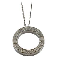 Cartier LOVE Collection Diamond Pave Gold Necklace Pendant