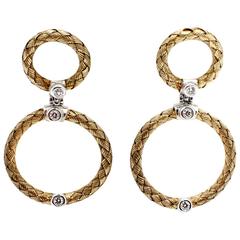 Daniel W. Diamond Woven Gold Circle Dangle Earrings