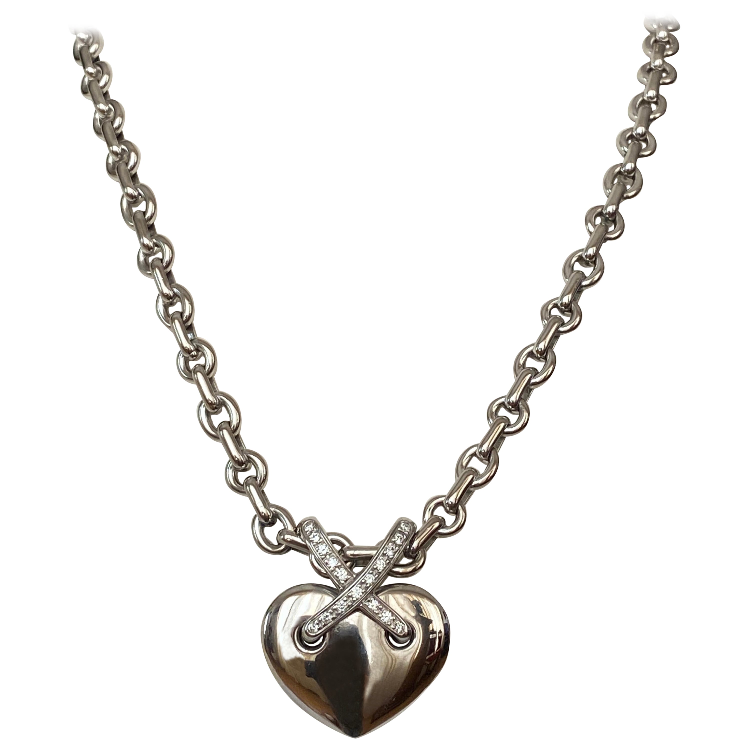 Collier Chaîne Et Pendentif Cœur En Or Massif 18 Carats - Bijou Occasion Superbe État