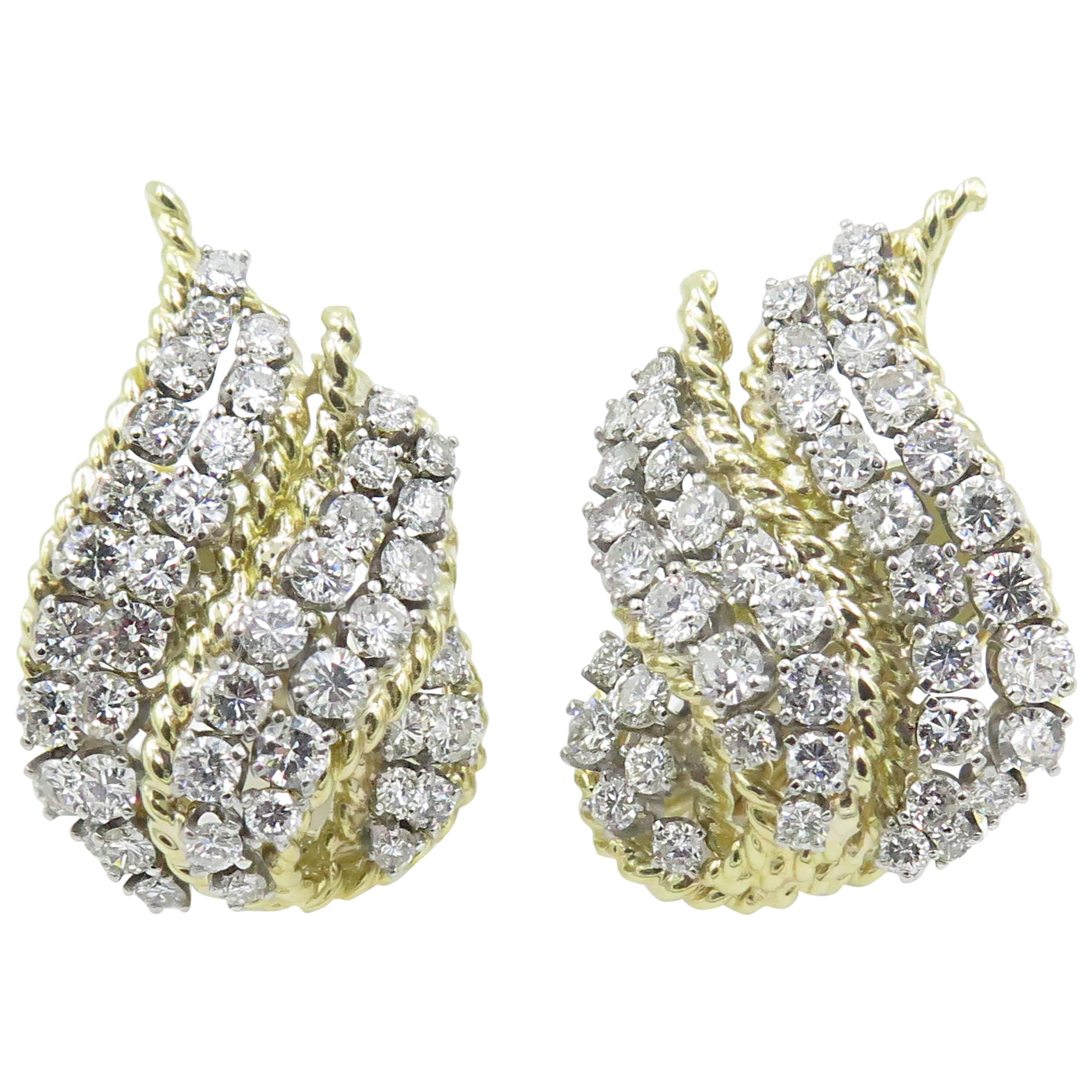 Gorgeous Pair of Diamond Gold Earrings