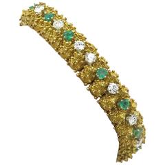 Vintage 1960s Beautiful Emerald Diamond Bracelet