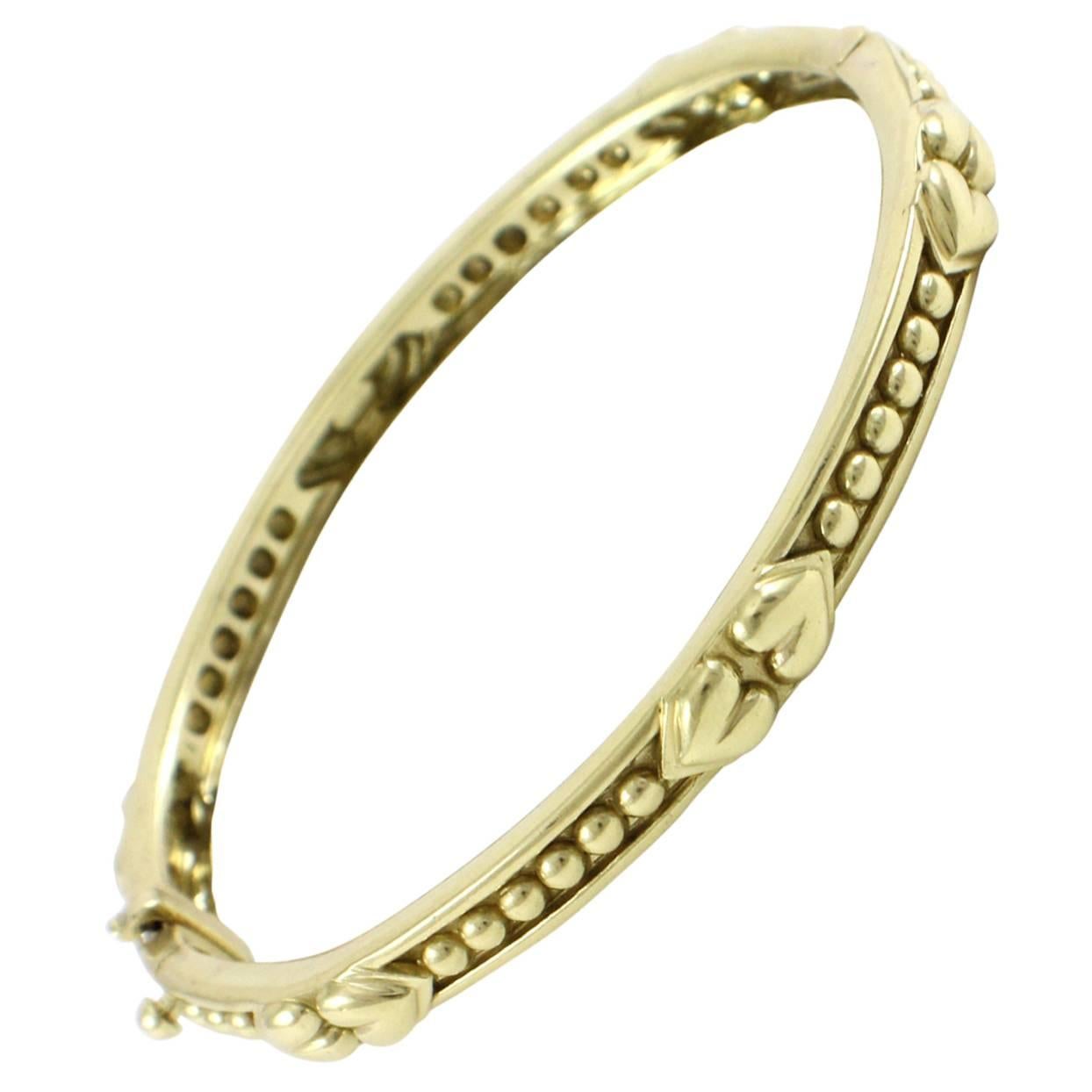 Judith Ripka Gold Heart Bangle Bracelet For Sale