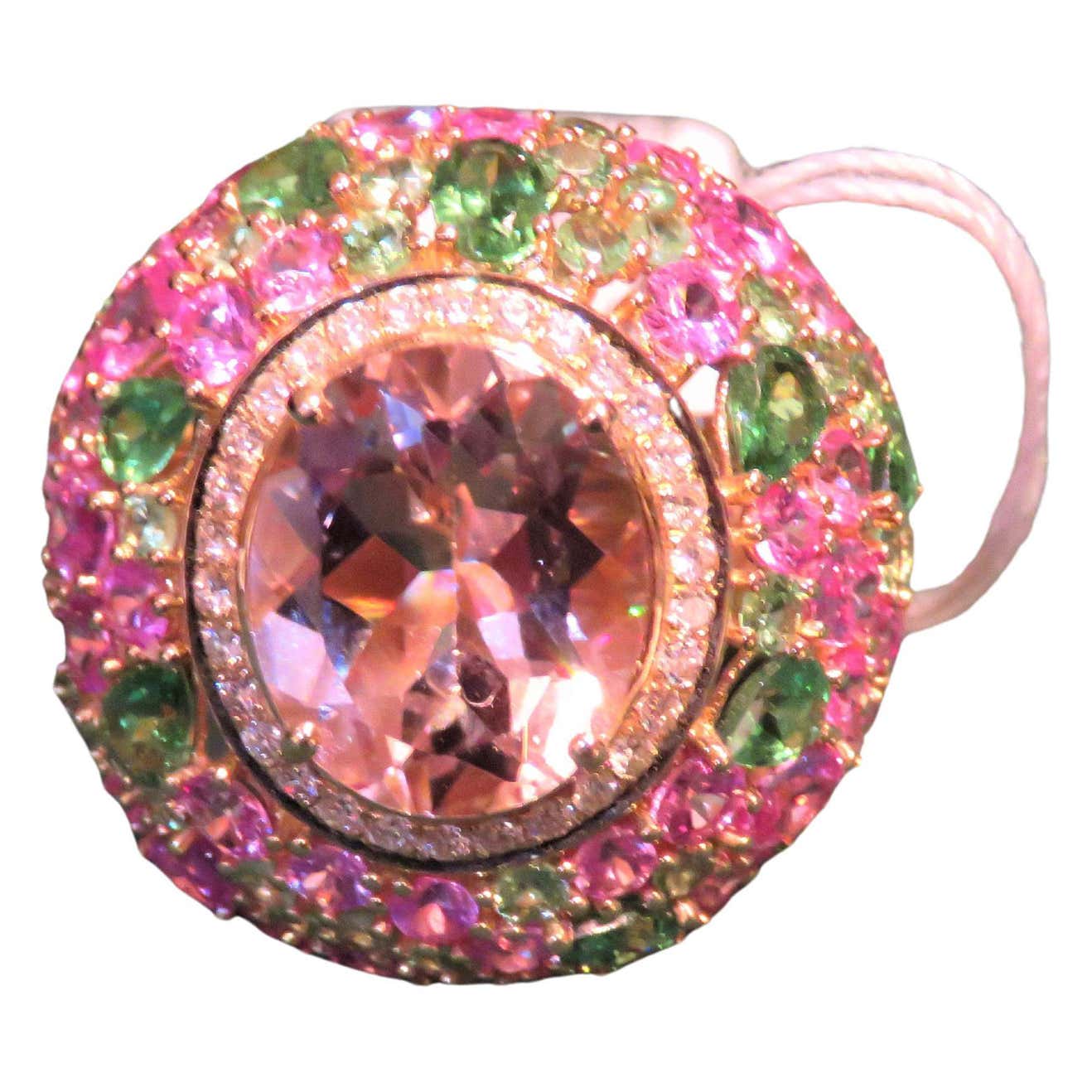 NWT $9,699 18KT Fancy Large Glittering 12CT Fancy Morganite Pink ...