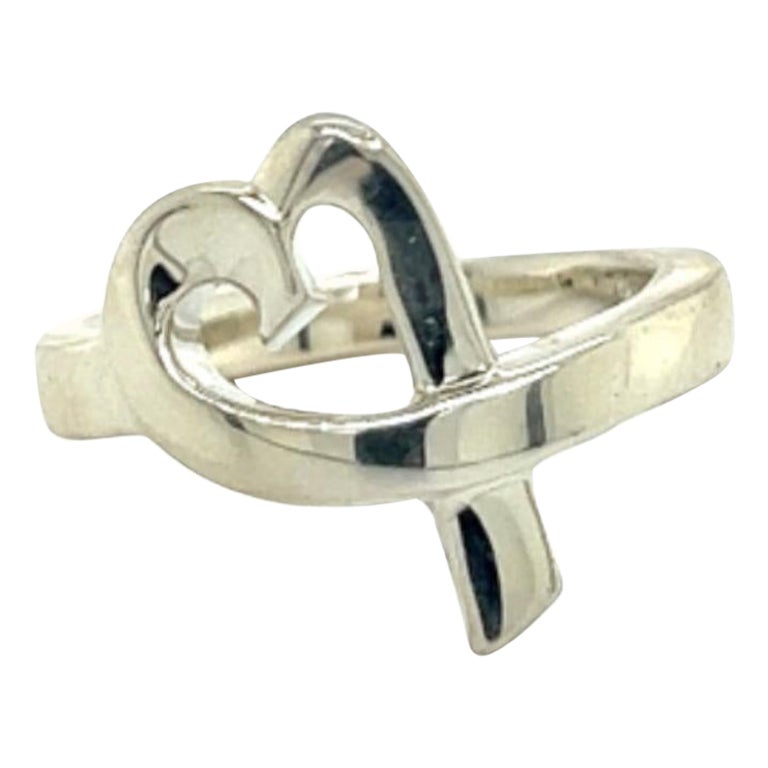 Tiffany & Co Estate Anillo Corazón Talla 4.75 Plata de Ley