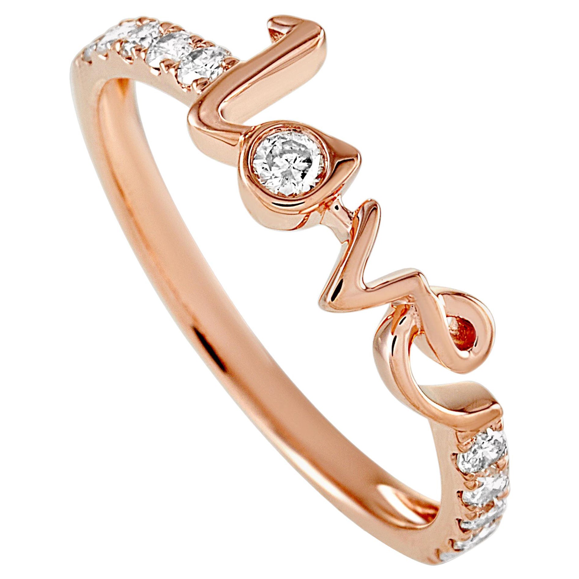 LB Exclusive 14 Karat Rose Gold 0.25 Carat Diamond Love Ring
