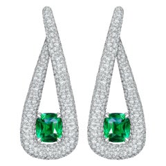 7, 04 Carat Natural Emerald Diamonds 18 Karat White Gold Earrings by D&a