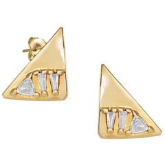 Rise Earrings Triangle Trillion Baguette Earrings by Corvo Jewelry