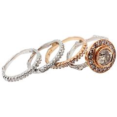 K. Brunini Diamond Two Color Gold Halo Twig Ring Set