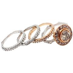 K. Brunini Diamond Two Color Gold Halo Twig Ring Set 