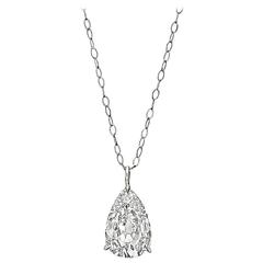 Betteridge 2.03 Carat GIA Cert Pear-Shaped Diamond Platinum Solitaire Pendant