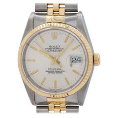 Rolex Tiffany & Co. Yellow Gold Steel Datejust Wristwatch Ref 16233 1990