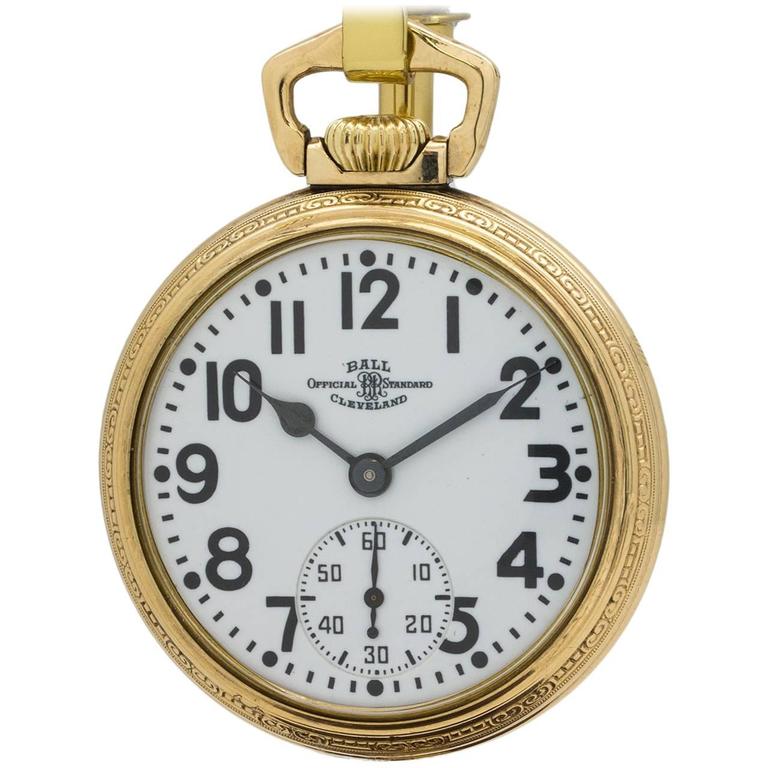 Hamilton Ball Yellow Gold Railroad Pocket Watch at 1stDibs railroad