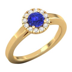 Bague solitaire en or 14 carats avec tanzanite et diamants pour elle