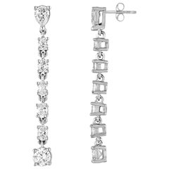 Longues boucles d'oreilles pendantes en or avec diamants 1,56 carat