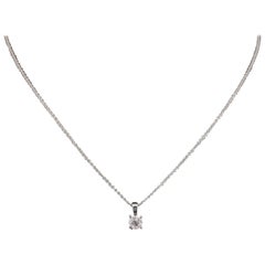 18 Karat White Gold 0.32 Carat Single Stone Diamond Pendant Necklace 1.5g