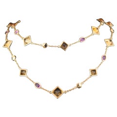 Paolo Costagli 18 Karat Yellow Gold 38.65 Carat Citrine and Sapphire Necklace