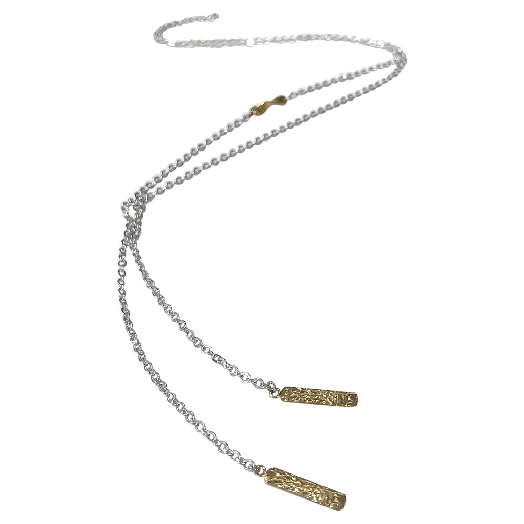 Keiko Mita 14 Karat Gold and Sterling Silver Mai Lariat Chain Necklace For Sale