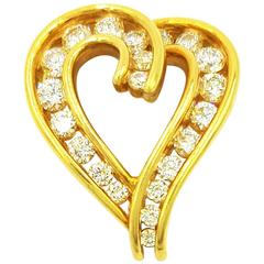 Kurt Wayne 1.50 Carats of Diamonds & 18kt Gold Crossover Heart Pendant