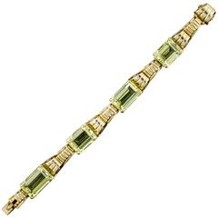 1940s Tiffany & Co. Retro Green Beryl Gold Bracelet