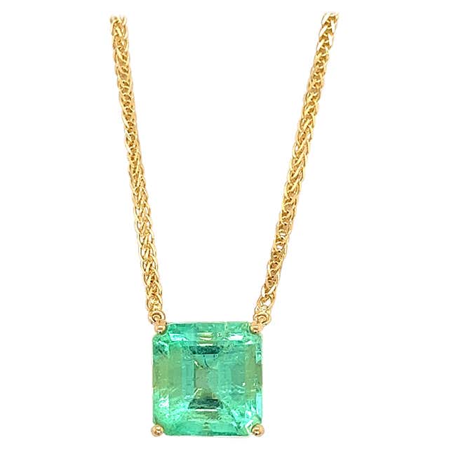 Henry Dunay Signed 19.48 Carat Colombian Emerald Necklace in 18k Yellow ...