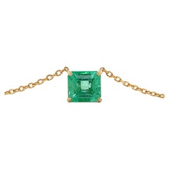 4.38 Carat Colombian Emerald in 18K Gold Floating Connecting Chain Necklace