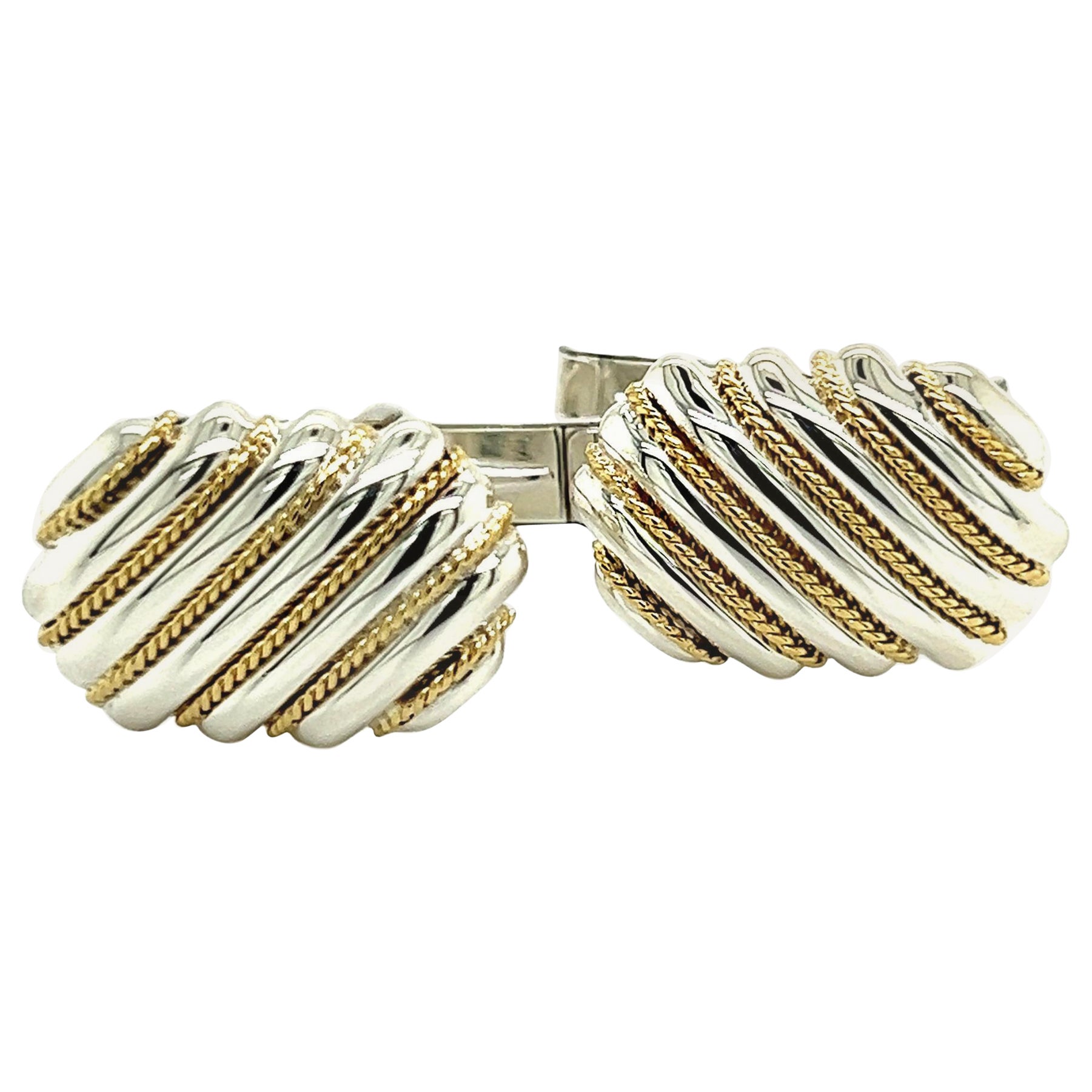 Tiffany & Co Estate Cufflinks 18k Y Gold + Sterling Silver