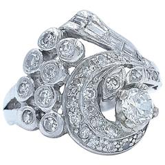 Original Art Deco Platinum & 1 Carats of Diamonds Stunning Custom Ring