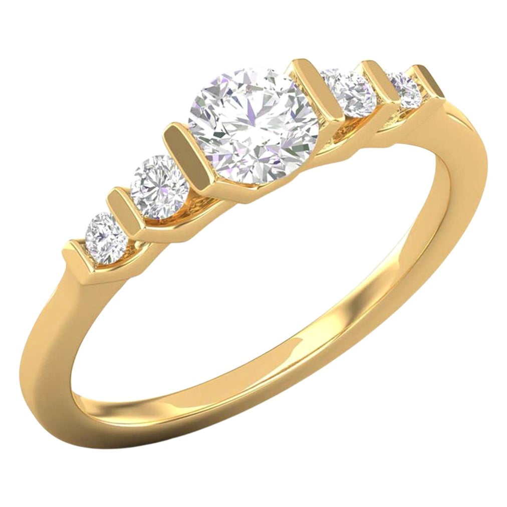 14 K Gold Moissanit Ring / Moissanit Solitär Ring / Verlobungsring für ihr im Angebot