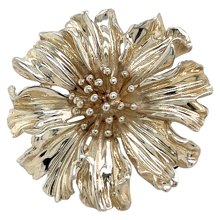 Tiffany & Co Estate Marigold Flower Brooch Pin Sterling Silver